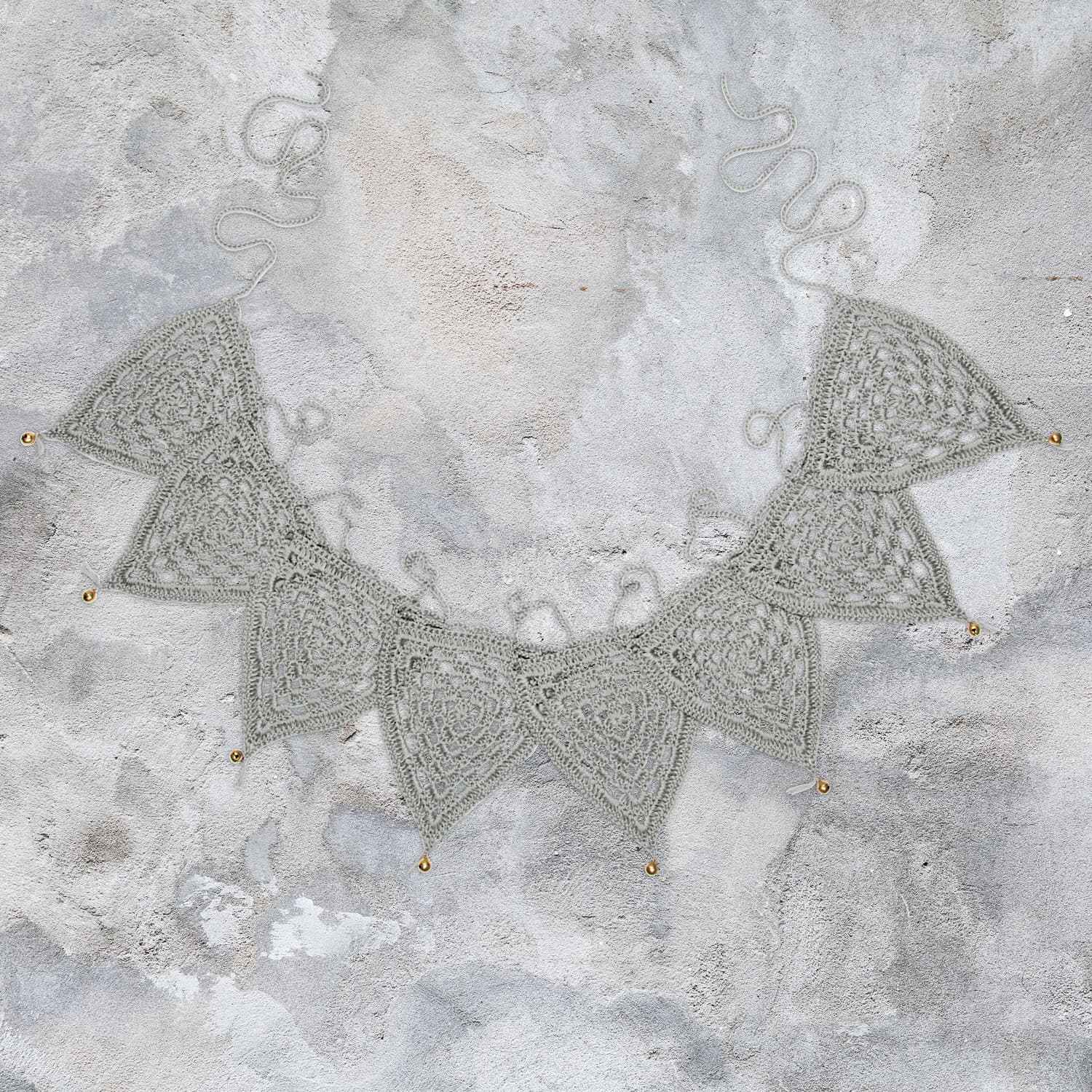 Numero 74 - Bunting Garland Crochet - Silver grey - S019